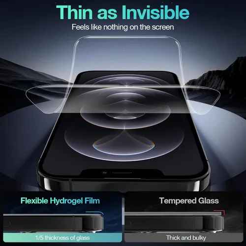 Miniatura 5 de Paquete de 3 protectores de pantalla flexibles para iPhone 12 Pro Max, película de hidrogel de TPU suave irrompible para iPhone 12 Pro Max