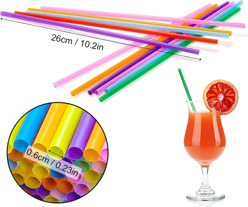 Miniatura 2 de Paquete de 1000 pajitas de plástico para beber, 10.2 pulgadas, extra largas, coloridas, desechables, pajitas para batidos, pajitas de fiesta a