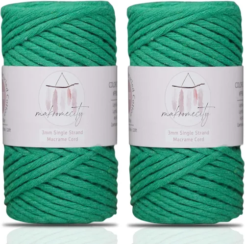 Miniatura 122 de Makromecity, Cordón de macramé de un solo hilo de 3 mm x 100 yardas (300 pies) Hilo de algodón rojo trenzado de 3 mm para arte y manualidades