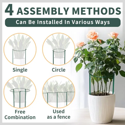 Miniatura 3 de TCBWFY Paquete de 10 estacas de soporte para plantas de peonía, 10 pulgadas de ancho x 16 pulgadas de alto, jaulas de peonía de alta resistencia