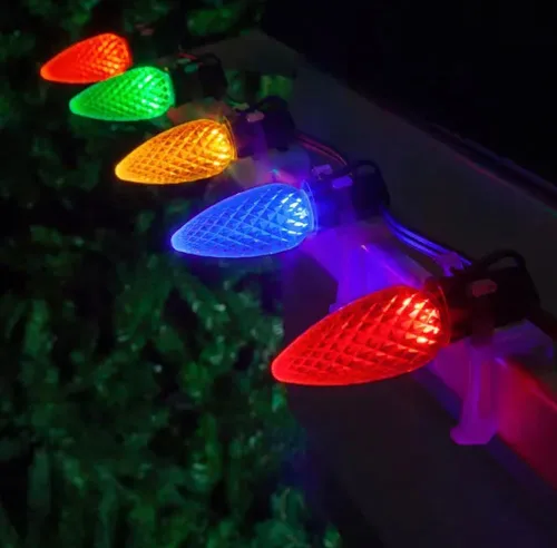 Miniatura 4 de Paquete de 25 bombillas LED C9 de repuesto para Navidad, bombillas LED facetadas, grado comercial, base intermedia E17, regulables, SMD
