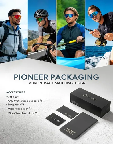 Miniatura 7 de KALIYADI Gafas de sol deportivas para hombre, polarizadas, gafas de sol para mujer, gafas de sol para correr con UV400 para pesca y ciclismo