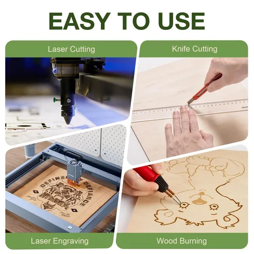 Miniatura 4 de Paquete de 12 hojas de tilo Rowood, 12x12x1/8pulgadas, tilo de 3mm para corte láser, kits de manualidades para adultos, tablero de madera