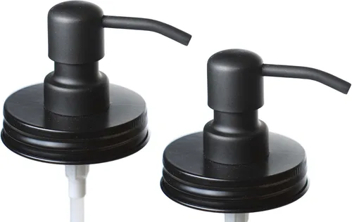 Miniatura 11 de Jarmazing Products Tapas dispensadoras de jabón para tarros de masón negro, paquete de un paquete, para todos los frascos de conservas de boca Acero