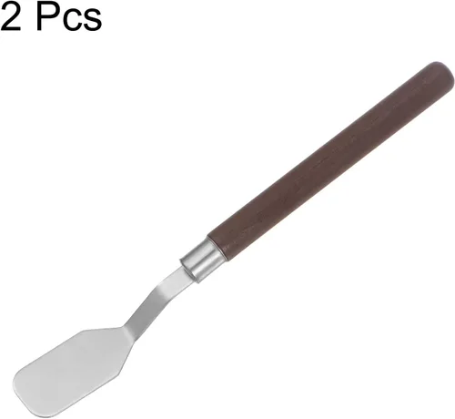Miniatura 3 de HARFINGTON 2pcs Paleta Cuchillos 0.709 in Ancho Acero Inoxidable Espátula Plana Pintura Cuchillo de Paleta con Mango de Madera para Óleo Acrílico