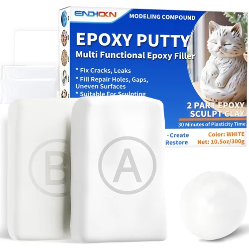 Masilla epoxi, Endhokn palo de masilla blanca de 10.5oz para arreglar fugas, grietas y rellenar agujeros, esculpir, modelar, arcilla de esculpido
