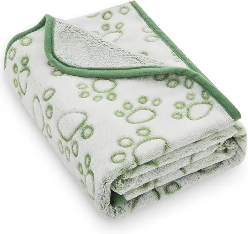 Miniatura 10 de Manta para perros rellena premium suave, con impresión de huella de pata gris de franela, 43 * 66 pulgadas, manta autocalentable para gatos