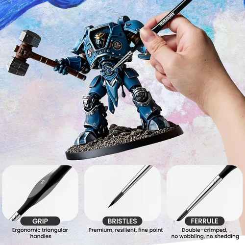 Miniatura 6 de Juego de 15 pinceles de pintura con microdetalles con estuche portátil para pintura al óleo, acuarela y acrílica, juego de pinceles de pintura