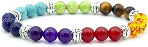 Natural Stone Beaded bracelets for Women and Men FengShui Bracelets Stress Relief Anxiety 7 Chakras Bracelet with Gift Box Jewelry Gift for