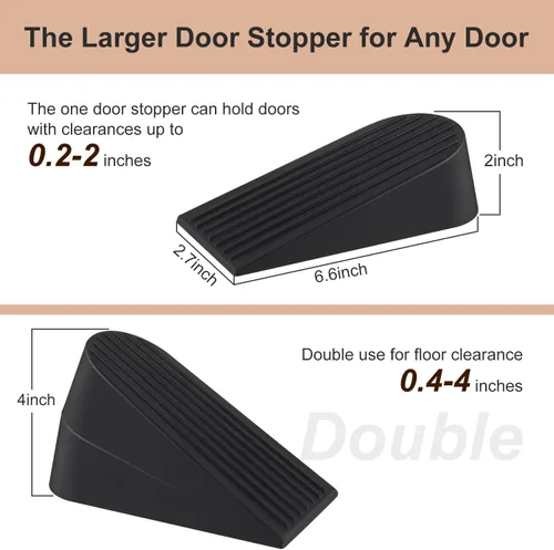 Miniatura 2 de JZWBLILY Topes de puerta grandes para la parte inferior de la puerta en el piso, cuña de tope de puerta de goma grande premium, topes de puerta Negro