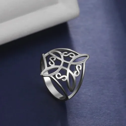 Miniatura 5 de TEAMER Anillo de nudo de brujas, amuleto celta de acero inoxidable, joyería vintage para mujer