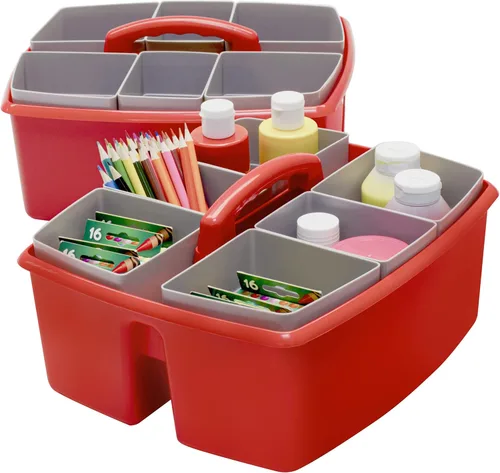 Miniatura 15 de Storex, clasificador grande para manualidades para salón de clases con tazas, 13 x 11 x 6.575 pulgadas, verde, caja de 2 unidades (00983A02C)