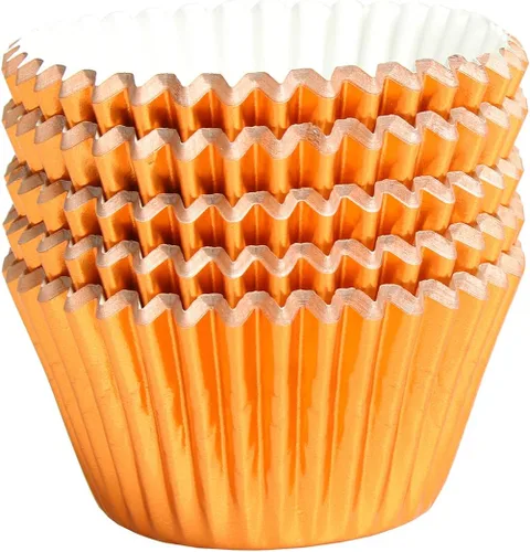 Miniatura 10 de Forros para cupcakes de papel de aluminio negro, 100 tazas de papel metálico para hornear para fiestas de cumpleaños, bodas o baby showers