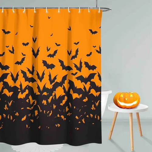 Miniatura 24 de Cortina de ducha de fantasma, tela impermeable con ganchos, 72 x 72 pulgadas, perfecta para decoración de baño de Halloween Cortina de ducha