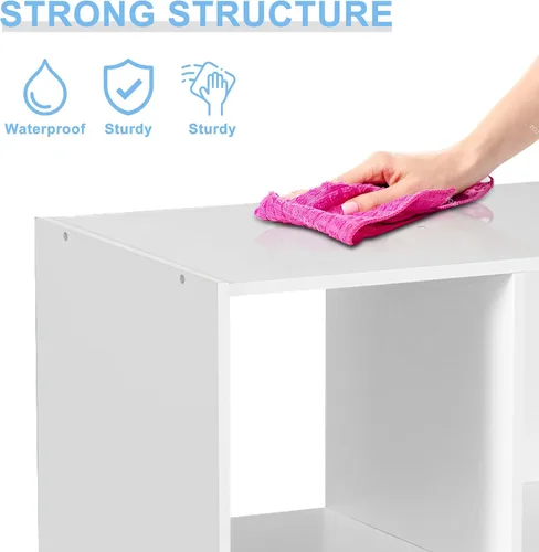 Miniatura 6 de SUPER DEAL Estantería Abierta de 12 Compartimentos, Gabinete de Almacenamiento de 47 Pulgadas de Ancho, Estanterías Cúbicas de Madera para Libros