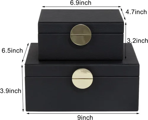Miniatura 2 de HofferRuffer - Cajas de joyería de piel sintética, juego de 2 piezas de cajas decorativas de almacenamiento con accesorios organizadores y herrajes