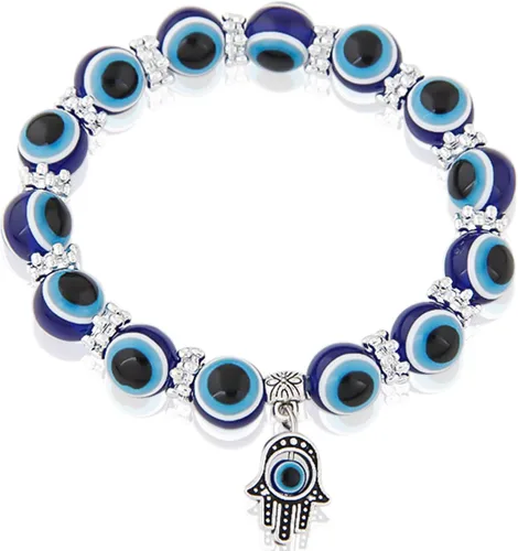 Miniatura 5 de Aylifu Dijes de marco de cuentas de mano Hamsa, 30 piezas de dije de mal de ojo Hamsa con símbolo de mano de Fátima para bricolaje, collar y pulsera