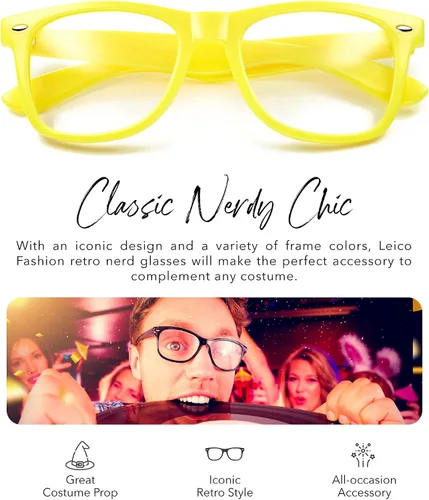 Miniatura 2 de LEICO FASHION Lentes transparentes sin receta retro para hombres y mujeres, lentes falsos para disfraz de cosplay