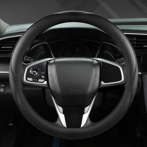 Miniatura 3 de Funda de Volante de Cuero de Microfibra West Llama para Honda Accord Civic CR-V HR-V Pilot Fit Passport Odyssey, Estilo Deportivo, 14.5-15 pulgadas