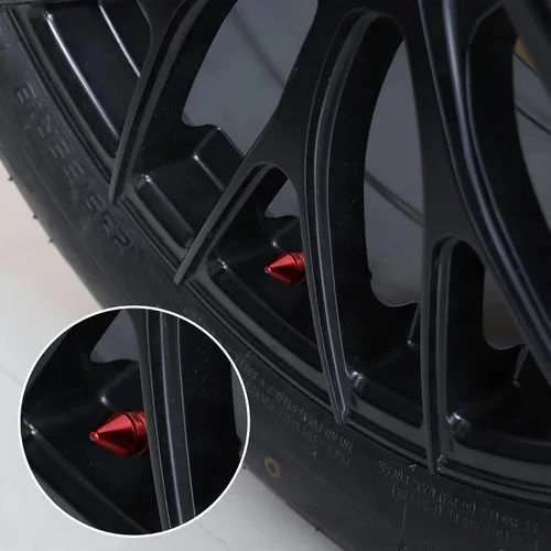 Miniatura 5 de SINGARO Tapones para válvulas de neumáticos de automóvil, 4 piezas de accesorios universales de aleación de aluminio, cubiertas de neumáticos Rojo