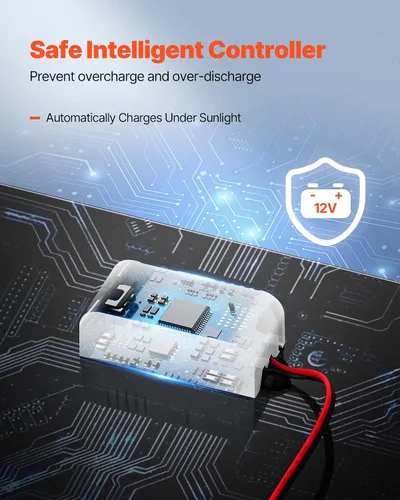 Miniatura 3 de VEVOR Cargador de batería de panel solar de 20 W y 12 V, cargador de batería solar con controlador inteligente integrado y 3 cables de conexión