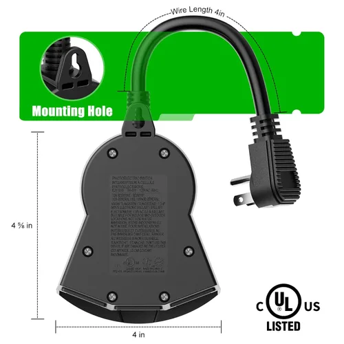 Miniatura 4 de Temporizador de sensor de luz para exteriores, temporizador de salida impermeable resistente de 24 horas con modo de cuenta regresiva de 2, 4, 6 u 8