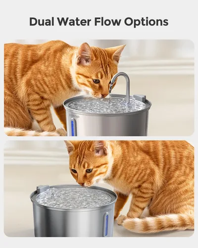 Miniatura 2 de Fuente de agua para gatos de acero inoxidable: fuente para gatos de 108 oz/3.2 L para beber Dispensador de tazón de agua silencioso para gatos