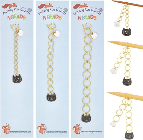 Miniatura 29 de NBEADS 2 Piezas 2 Estilos Cadenas Contador de Filas con Dijes de Abejas, Marcadores de Puntos con Números 0~9 Cuentas Acrílicas Dijes Marcadores