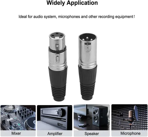Miniatura 5 de 2 machos + 2 hembras 3 pines XLR tipo soldadura micrófono línea conector conector micrófono audio socket (paquete de 4)