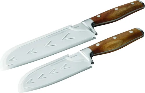 Miniatura 3 de Rachael Ray Cucina Cutlery - Juego de 2 cuchillos Santoku japoneses de acero inoxidable con asas de acacia, madera de acacia