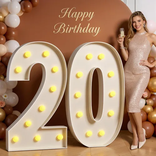 Miniatura 92 de Números de marquesina de 4 pies de alto, 4 pies de alto, números grandes iluminados 0 para 30, 40, 50, 60, decoración de fiesta de cumpleaños