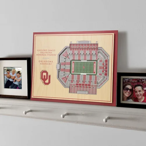 Miniatura 2 de YouTheFan NCAA Oklahoma Sooners - Arte de pared 3D de 5 capas con vista al estadio, Gaylord Family Oklahoma Memorial Stadium, 13.00 x 17.00 pulgadas