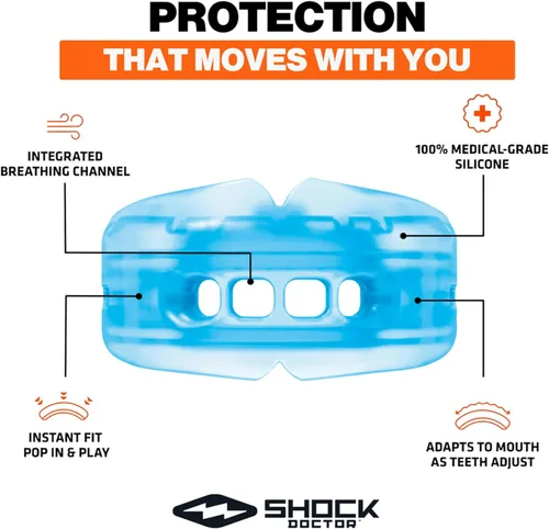 Miniatura 3 de Shock Doctor Protector bucal sin correas para dobles brackets, azul, para jóvenes