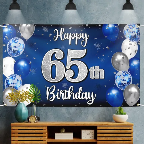 Miniatura 325 de Decoración de feliz cumpleaños 35, globo azul y plateado de 35 años, cartel grande de telón de fondo de cumpleaños, suministros para fiesta de 35th