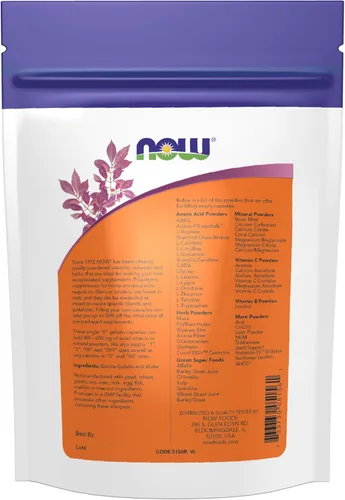 Miniatura 2 de Cápsulas vegetales de Now Foods Doble “00” cápsulas vacías, 250 unidades, 1, 1