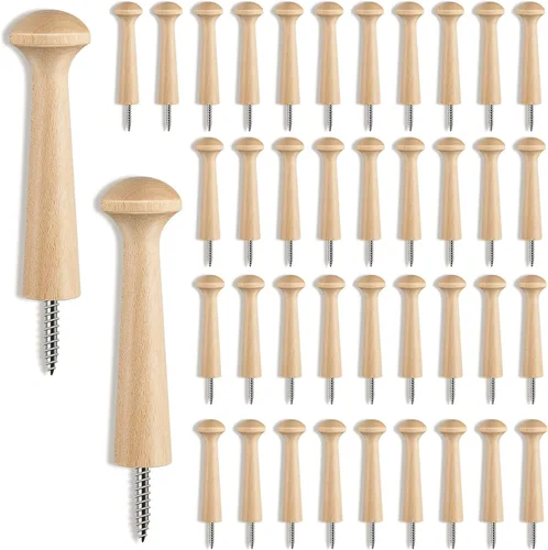 Miniatura 16 de Clavijas de madera con rosca de madera de 2.9 pulgadas de largo, estantes de madera sin terminar para colgar ropa, sombreros, toallas y más