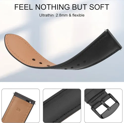 Miniatura 3 de Meliya Correa de cuero para Samsung Galaxy Watch 3 bandas de 1.614 in para mujeres y hombres, correa de repuesto ajustable de cuero suave de 0.787