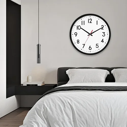 Miniatura 6 de HZDHCLH Reloj de pared negro, silencioso, funciona con pilas, 8 pulgadas, moderno, analógico, sin tictac, decorativo, para cocina, dormitorio, sala