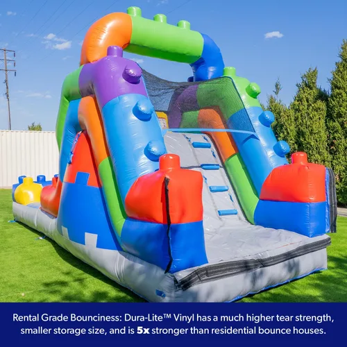 Miniatura 5 de HeroKiddo Tobogán acuático inflable de 12 pies con piscina, 22 pies de largo, vinilo de PVC 100% de grado comercial, diversión reforzada en húmedo
