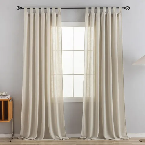 Miniatura 17 de Cortinas semitraslúcidas de lino con pestaña superior, filtrantes de luz, elegantes cortinas y cortinas para sala de estar de 52 x 63 pulgadas