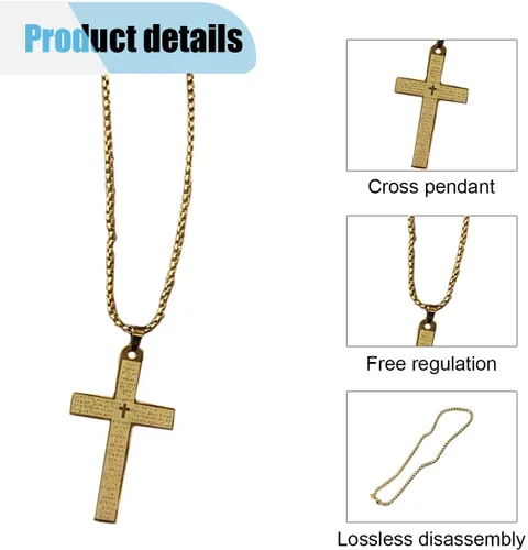 Miniatura 4 de Abalorio de acero inoxidable con cruz de automóvil con versículo de la Biblia, adorno colgante de cruz para automóvil, para hombres, mujeres y hogar