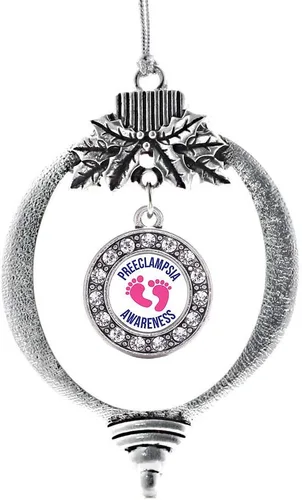 Miniatura 88 de Inspired Silver - Bonita bandera estadounidense - Adorno de Navidad plateado - Adorno de árbol de Navidad con dije circular con circonita cúbica