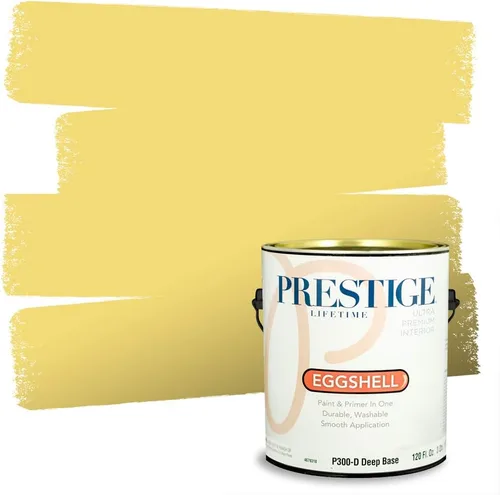 Miniatura 154 de PRESTIGE Pinturas Pintura Exterior e Imprimación En Uno, 1 Galón, Satinado, Pareja Comparable de Benjamin Moore* Amarillo* 320BM-PCM