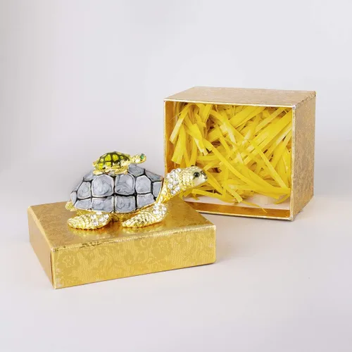 Miniatura 8 de YU FENG Figuras de tortugas marinas coleccionables con bisutería, cajas de joyería con bisagras pintadas a mano esmaltadas de tortuga para mujeres