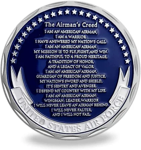 Miniatura 5 de Moneda de desafío militar de la Fuerza Aérea de los Estados Unidos Airman's Creed, regalo coleccionable para veteranos
