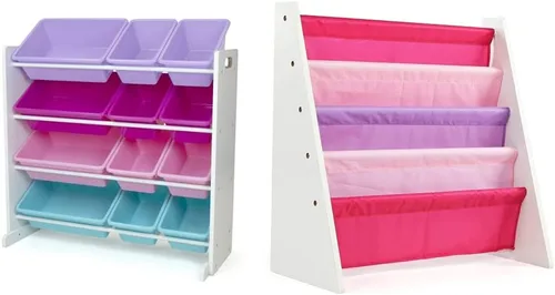 Miniatura 9 de Humble Crew Organizador de juguetes para niños con contenedores de almacenamiento y estantería extragrande de 6 niveles, gris/blanco