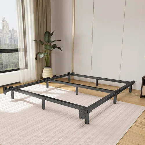 Miniatura 2 de Estructura de cama de metal de 9 patas, tamaño Queen, 18 cm, para juego de colchón y tarima, color negro, Metal, Negro