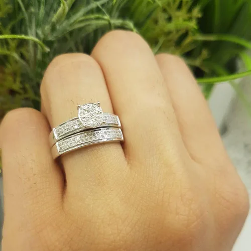 Miniatura 6 de Dazzlingrock Collection Anillo de compromiso de 0,25 quilates (quilates) con diamantes de corte redondo para mujer, plata de ley de 14 quilates
