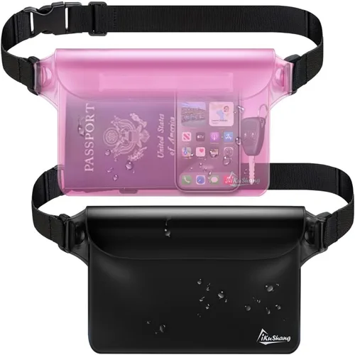 Miniatura 9 de Riñonera impermeable para teléfono – Bolsa seca sumergible de 32 pies con triple cierre de cremallera, cartera de pasaporte con pantalla táctil