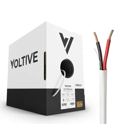 Miniatura 36 de Voltive Cable de altavoz 16/2, Plenum CL3P, negro, 100 pies - 16AWG, 2 conductores, cobre trenzado sin oxígeno, listado UL - V-1217-1